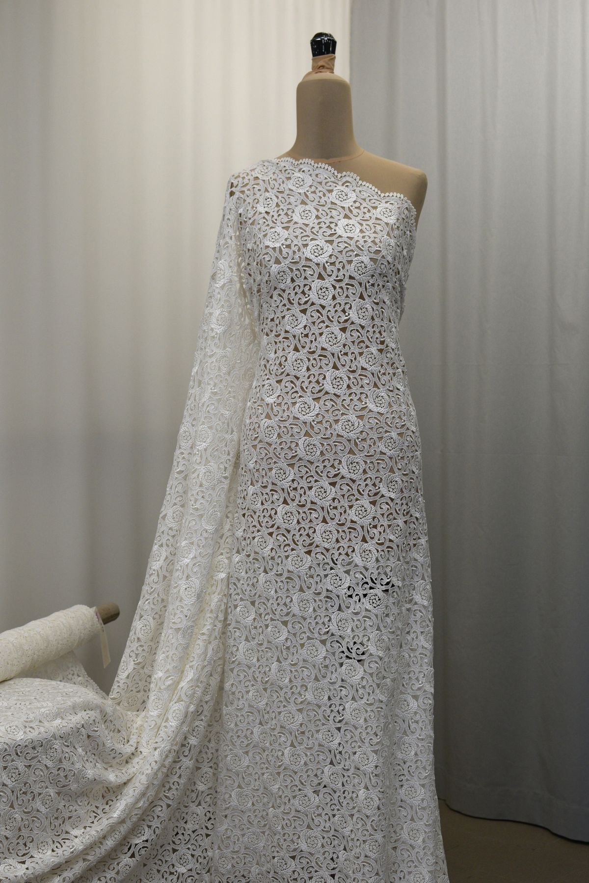 pizzo macrame bianco seta h cm 135 Art 0119N