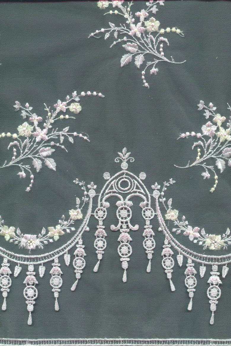 tulle ricamato avorio grigio cm 180 Art 1175LTUAVGR