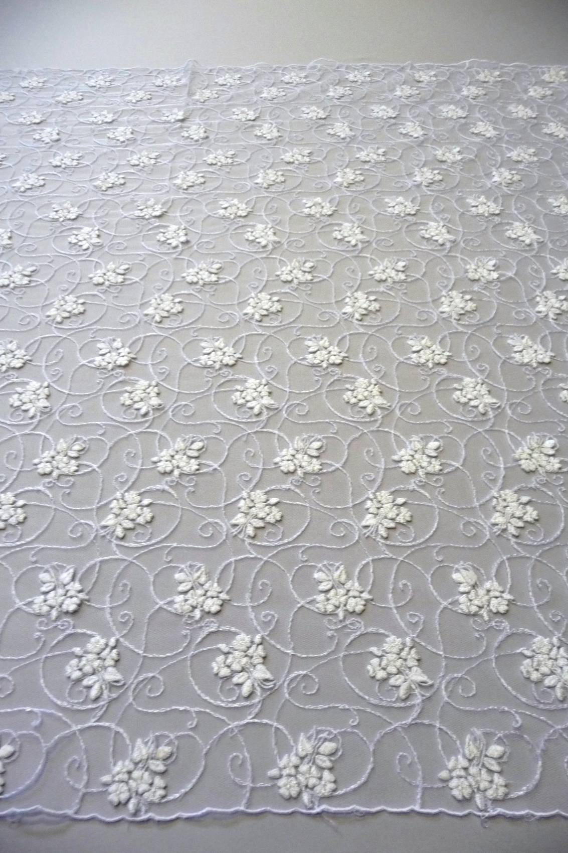 tulle macrame ricamato cm 90 bianco seta Art 1717BS