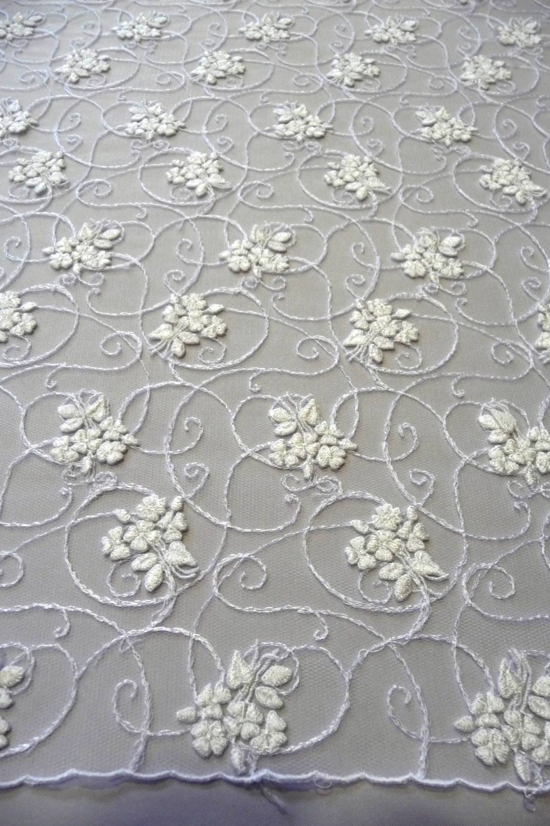 tulle macrame ricamato cm 90 bianco seta Art 1717BS