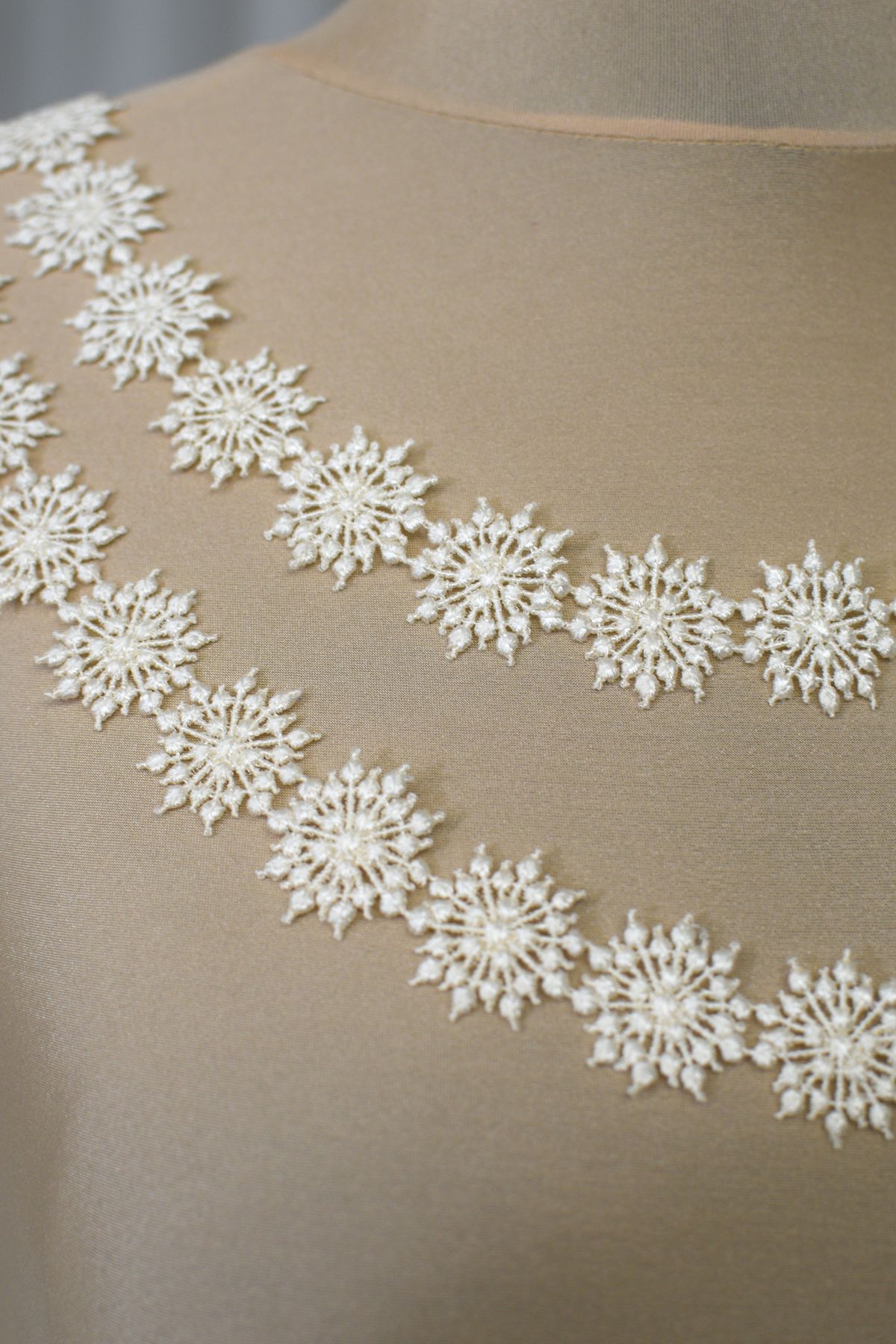 bordo pizzo macrame per rifiniture cm 3 avorio disponibile anche bianco seta Art 0107P