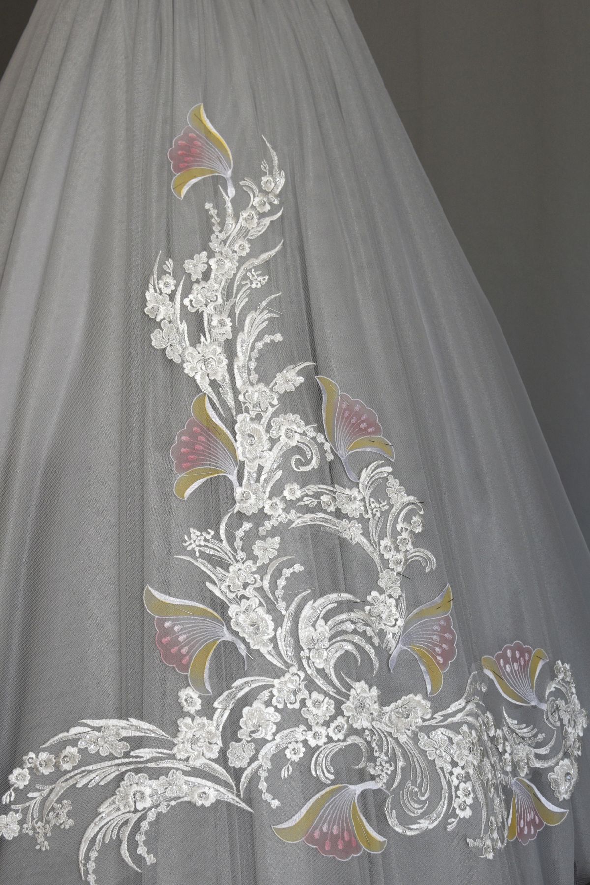 applicazione pizzo cm 85x30 avorio naturale anche bianco della seta Art 7054F