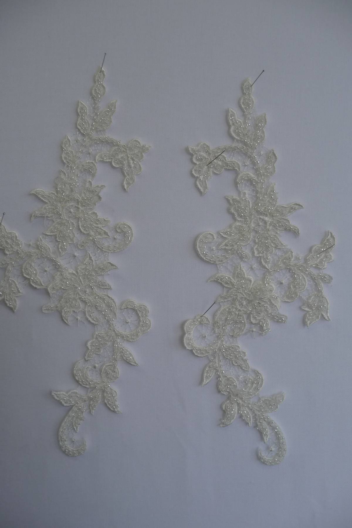 applicazioni macrame avorio chiaro coppia dx sx lavorato Art 7098