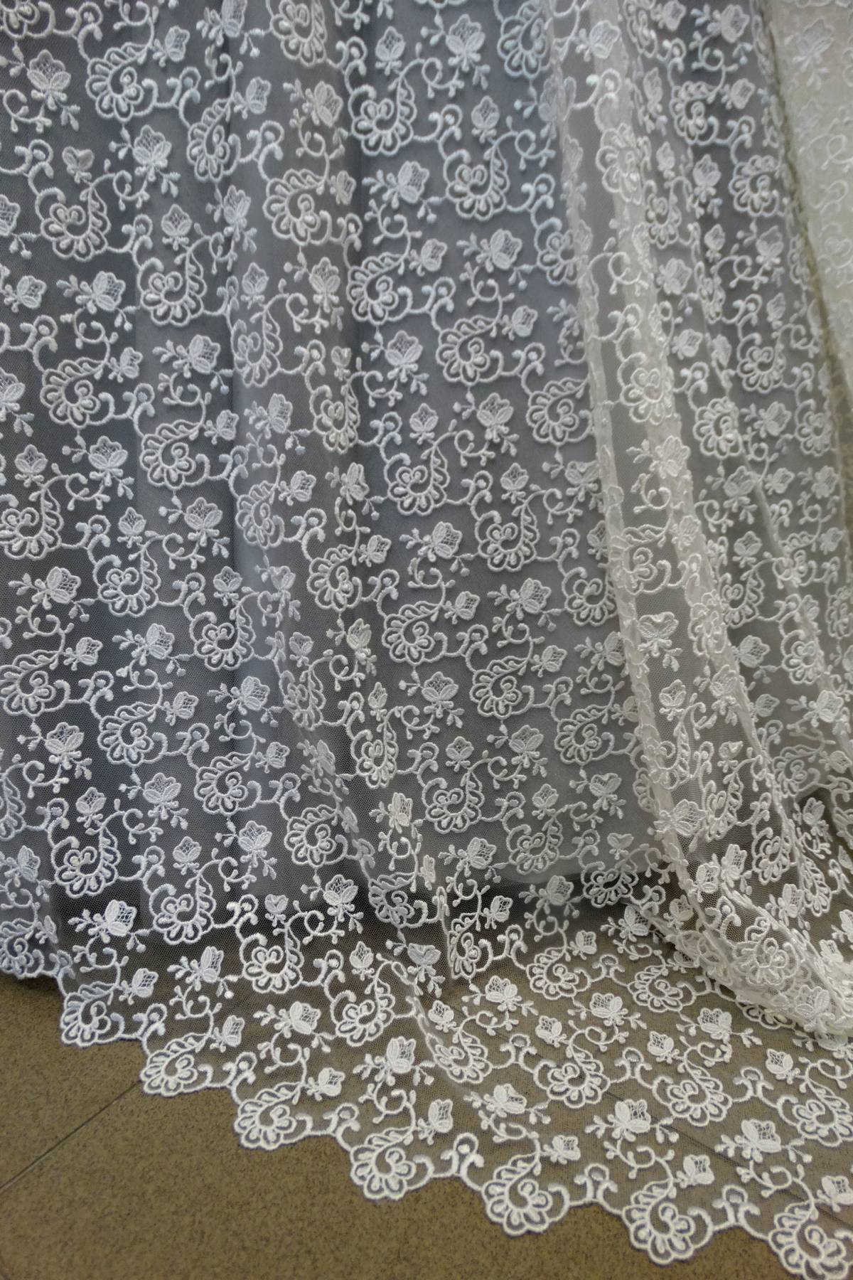 tulle macrame effetto 3d bianco seta cm 150 Art 9015LTUBC