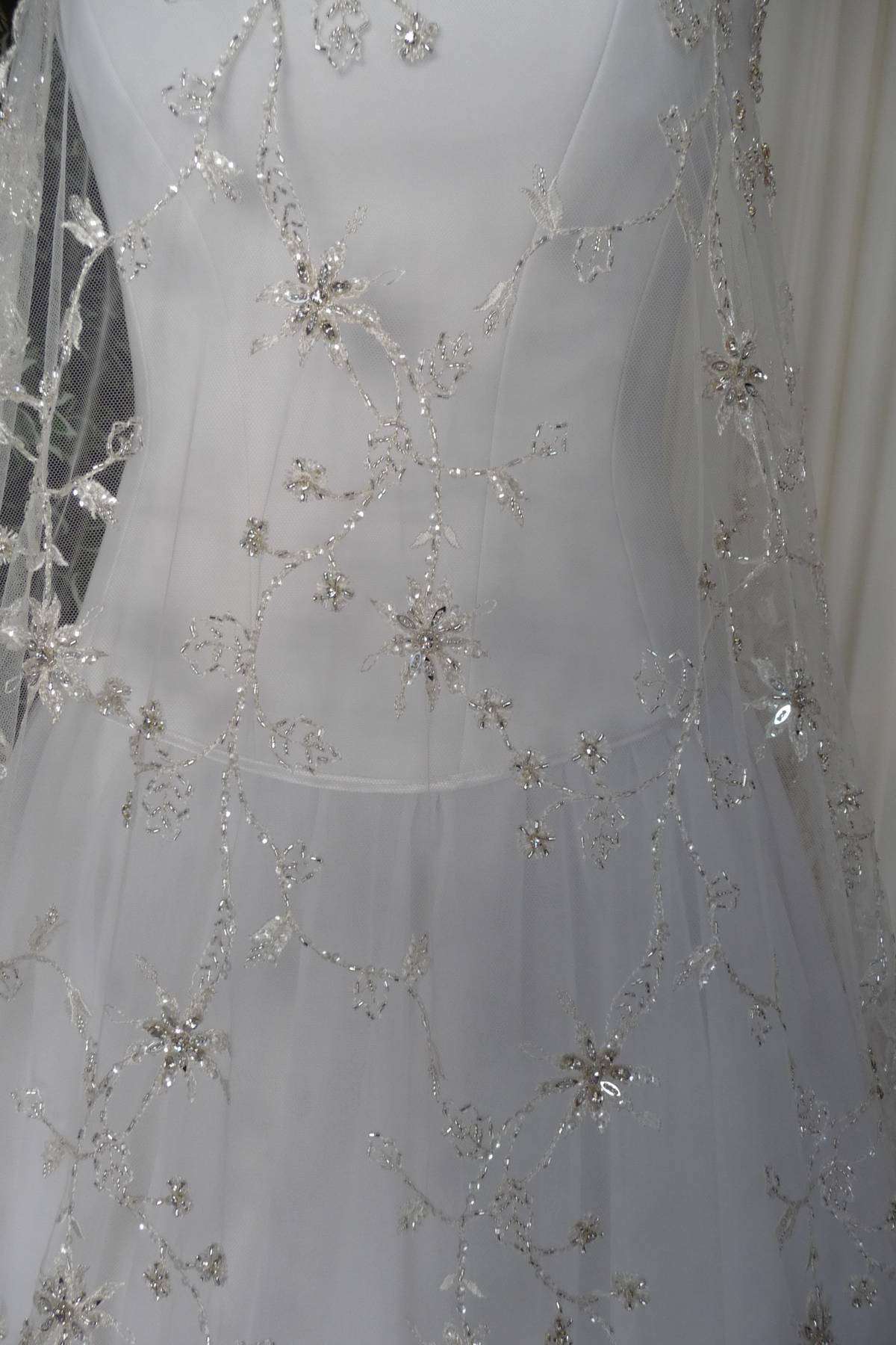 tulle ricamato avorio silver cm 135 con strass Art AR806