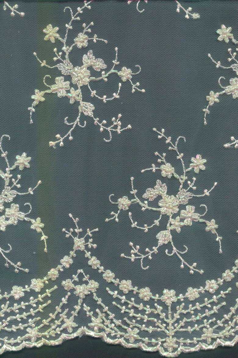 tulle ricamato cm 130 perle cuvettes Art C1235