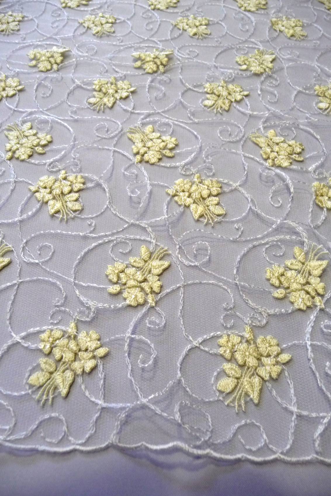 tulle macrame ricamato cm 90 col miele Art 1717LTUG