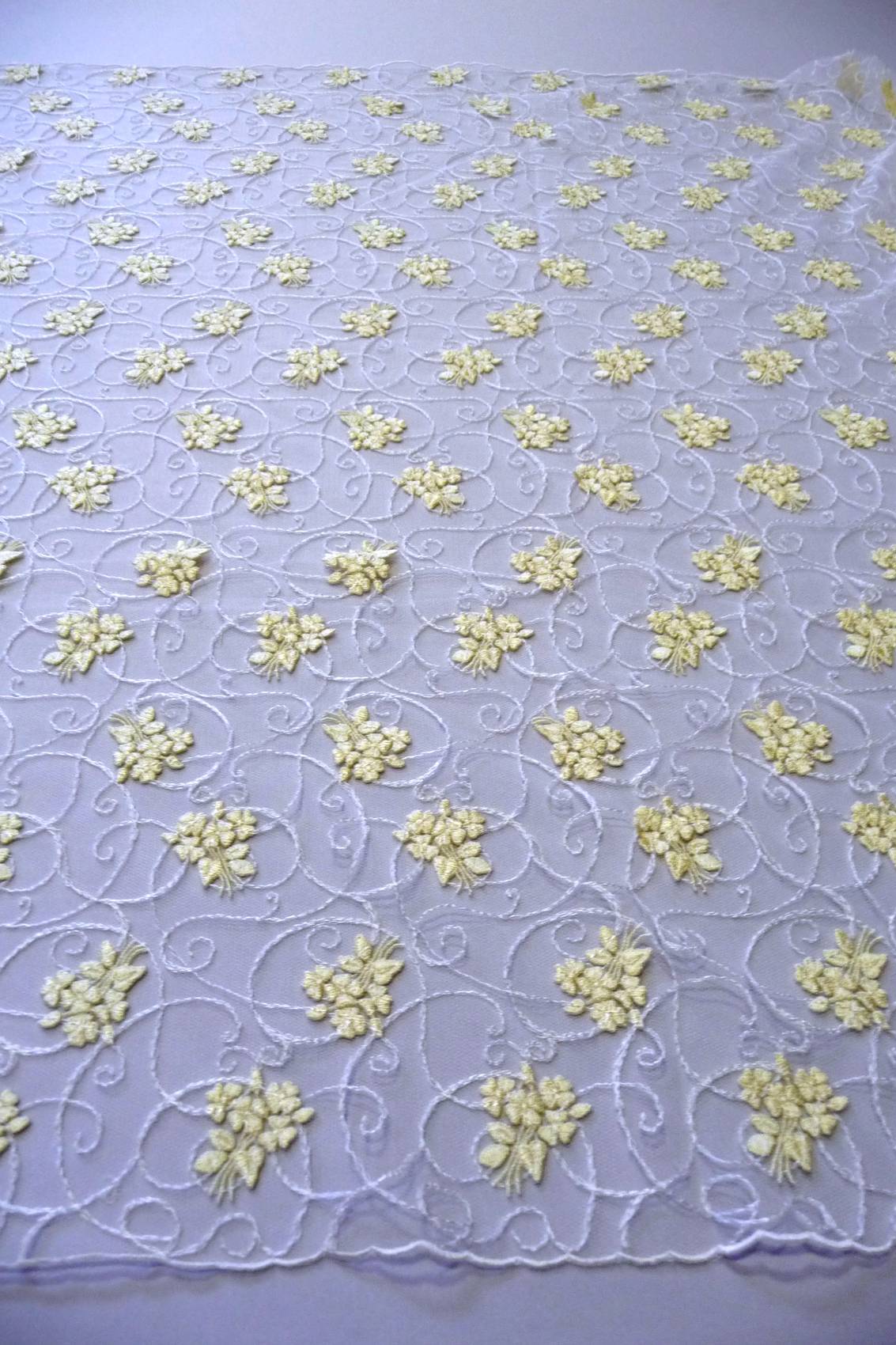 tulle macrame ricamato cm 90 col miele Art 1717LTUG