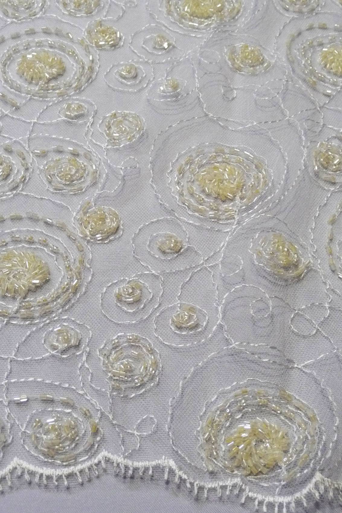 tulle ricamato perle cm 140 avorio Art C1006C1