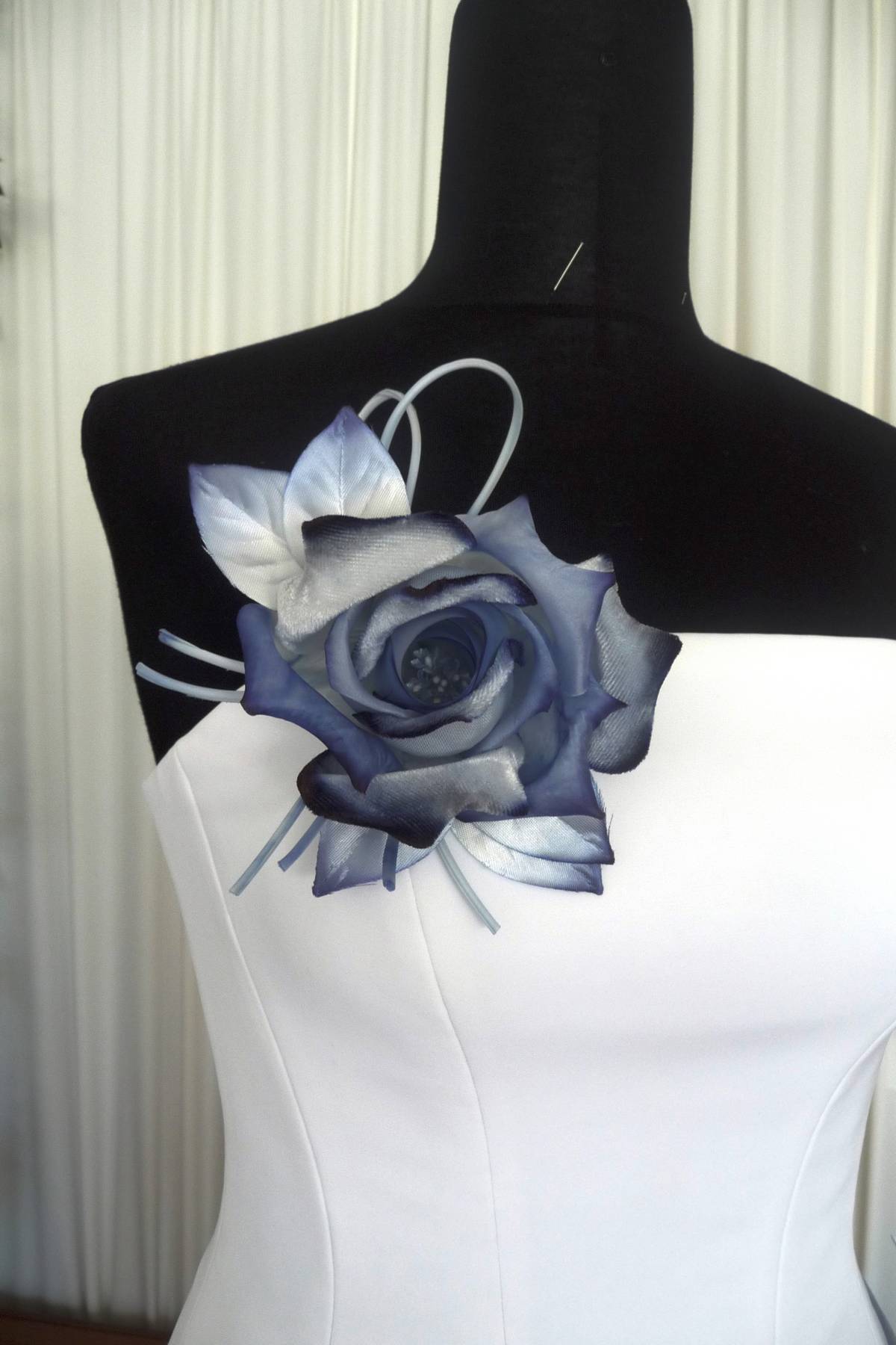 fiore duchesse organza velluto col 10 blu Art F7A