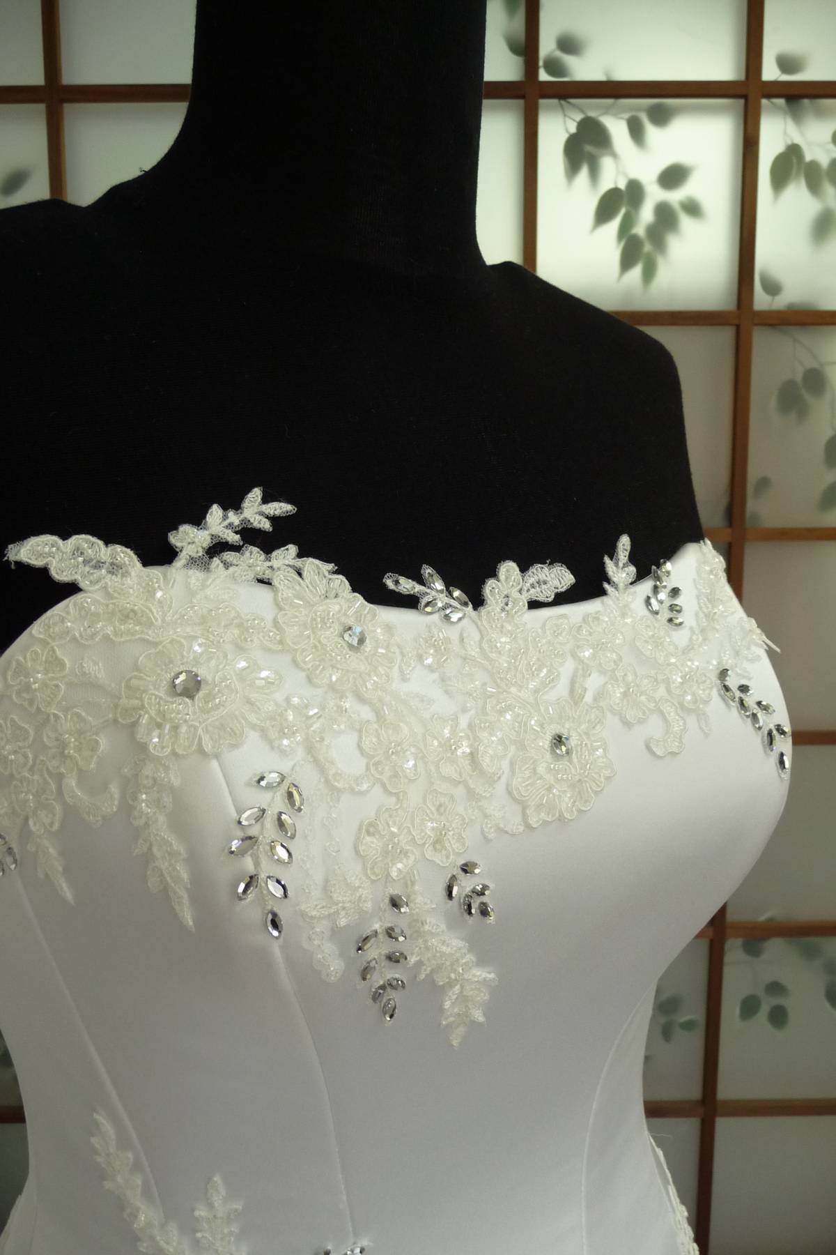 abiti sposa organza duchesse pizzo con swarovski Art H1377
