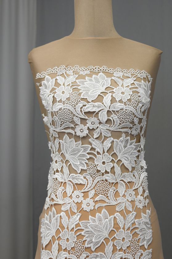 Pizzo macrame bianco seta 00025G Tessuti Atelier Abiti Sposa