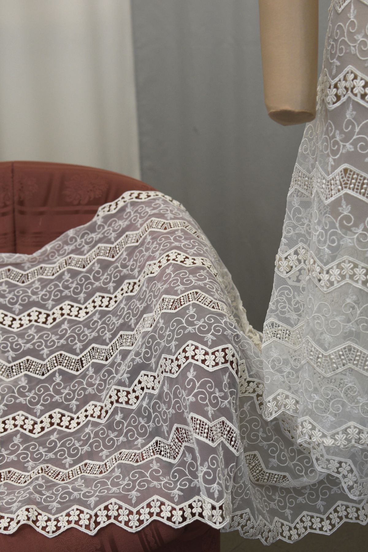 pizzo tulle macrame avorio h cm 60 anche bianco seta Art 0119G