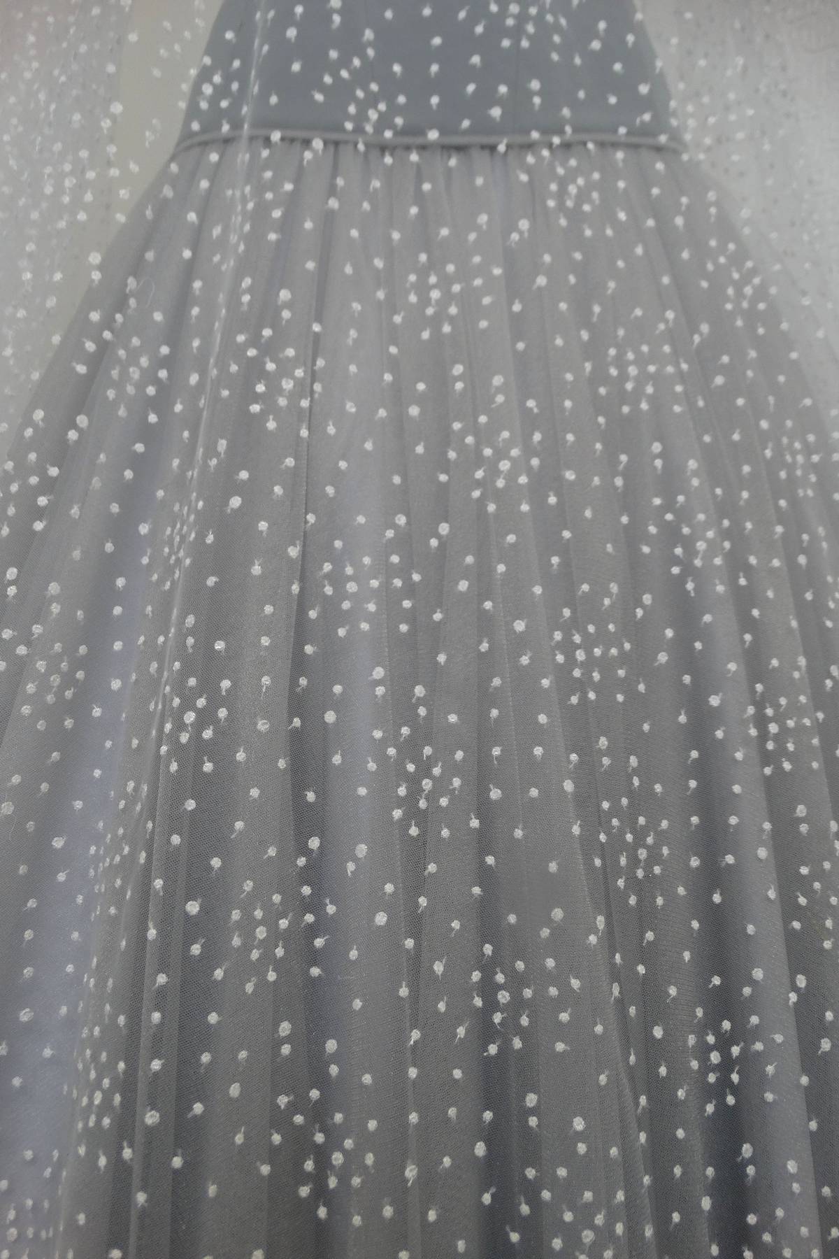 tulle mano seta ricamo pois stellato bianco seta (bianco e avorio) h cm 150 Art 0368