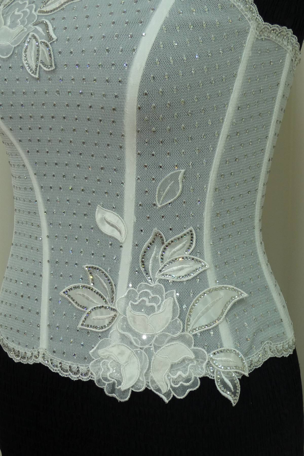 corpino swarovski (2500) con applicazioni organza (anche su misura) Art Z1411